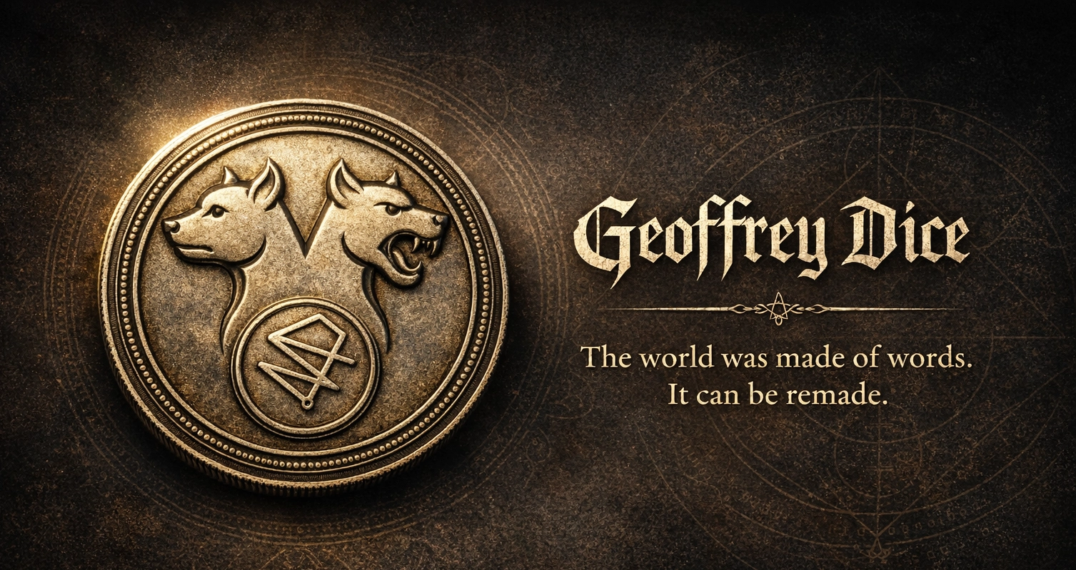 Geoffrey Dice – The world was made of words. It can be remade.